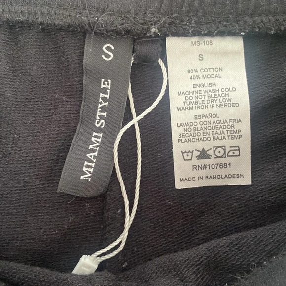 Miami style drawstring black shorts size small cotton blend - Picture 2 of 4